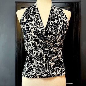 BCBG MAXAZRIA black and white halter top